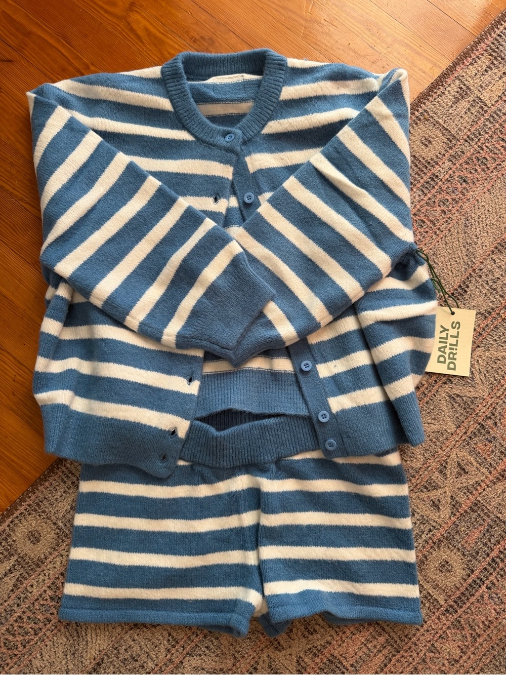 Daily Drills Blue & White Striped Set